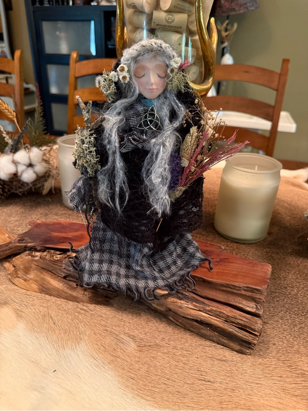 Handcrafted Black & Gray Woodland Fairy Figurine